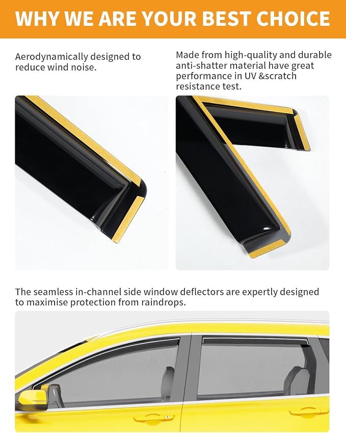 in-Channel Window Rain Guards Fit for Honda CRV 2017-2022 Rain Guards Extra Durable CR-V Window Deflectors Visors Vent Visors Vent Shades Car Accessories -4 pcs