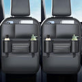 Backseat Car Organizer Leather Back of Seat Car Organizers | Seat Back Protector for Drivers with Large Capacity 6 Storage Pockets Waterproof Kick Mats, 2 Pack