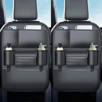 Backseat Car Organizer Leather Back of Seat Car Organizers | Seat Back Protector for Drivers with Large Capacity 6 Storage Pockets Waterproof Kick Mats, 2 Pack