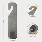 CoBak Headrest Hooks for Car - Universal Premium Stitched Leather and Aluminum-Magnesium Alloy Single Car Seat Back Storage Hook for Purses, Handbags, Bags (2 Pack),Gray