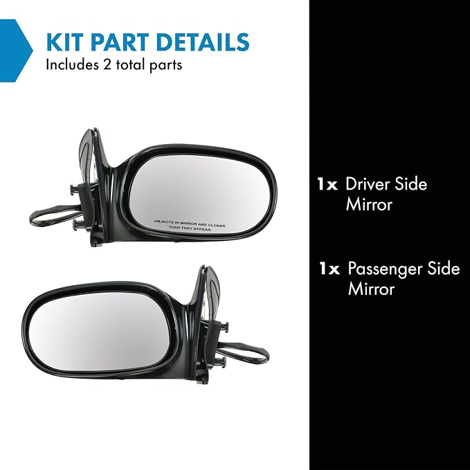 Driver and Passenger Side Mirror Assembly Set Power Paint to Match Smooth Black Compatible with 1998-2002 Toyota Corolla LE