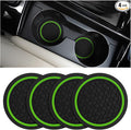 Mandark 4PCS Car Cup Holder Coasters, 2.75 Inch Non-Slip Insert Water Bottle Holder Pads, Dustproof Automotive Interior Accessories Mat, Universal for Vehicles, Trucks, RVs and More (Black/Green)