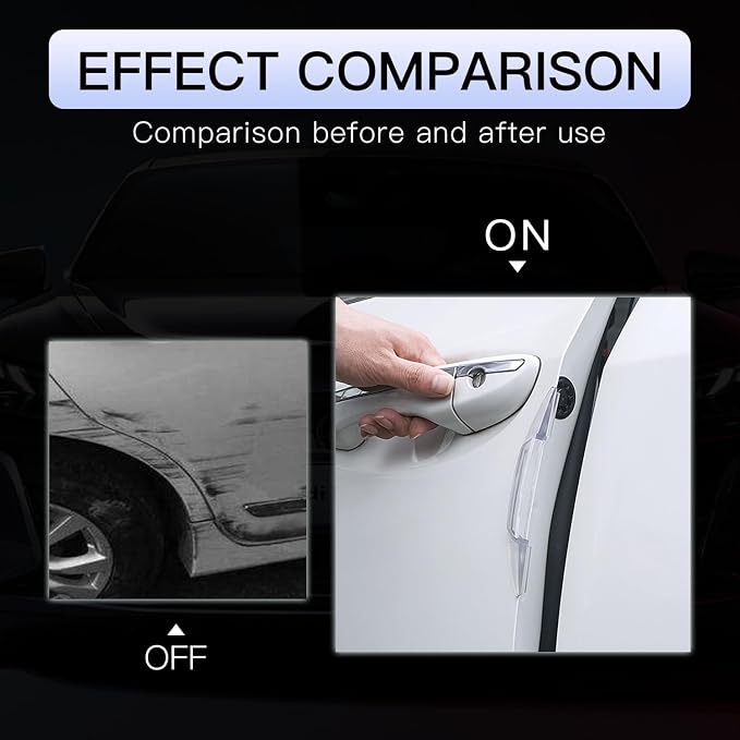 4 PCS Car Door Anti-Collision Strip, Rearview Anti-Impact Sticker, Door Protection Decorative Covers, Door Edge Bumper Guard, Universal Car Side Door Edge Protector (Transparent)