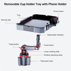 7.9-9.8in Expandable Car Cup Tray, 360 Rotating w/Phone Holder for RV Truck | Road Trip Essentials / Travel Must-Have / Snacks Food Tray