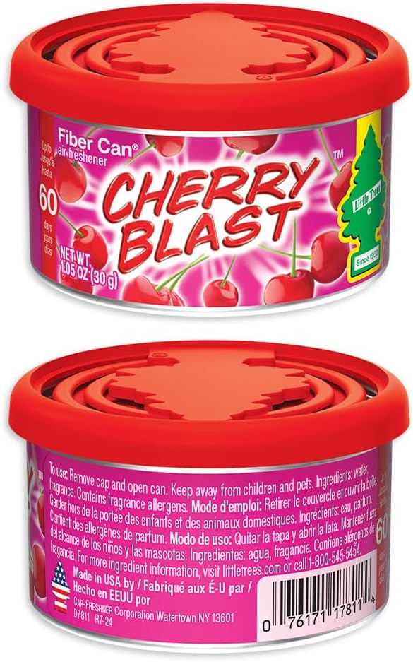 Car Air Freshener | Fiber Can Provides Long Lasting Scent for Auto or Home | Recycled Fiber | Cherry Blast, 4 Air Fresheners