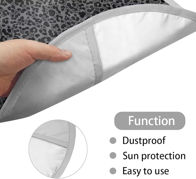 Black Leopard Print Car Steering Wheel Sun Shade Cover for Summer 17 Inch Universal Steering Wheel Sunshade Sun Shield for Sedan Truck SUV Van Automotive Interior Accessories