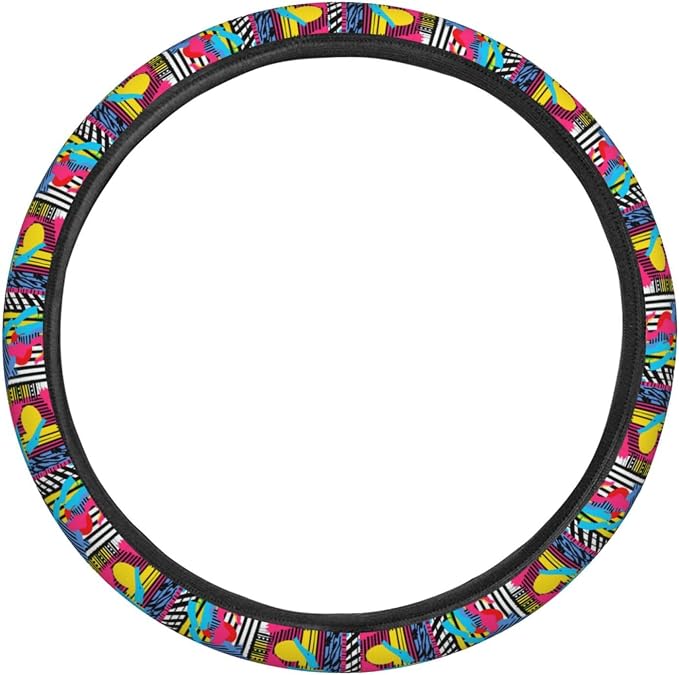 Retro Abstract Steering Wheel Covers Anti-Slip Elasticity Car Accessories Steering Wheel Protector Universal 15 Inch for Cars SUV Vehicle Truck