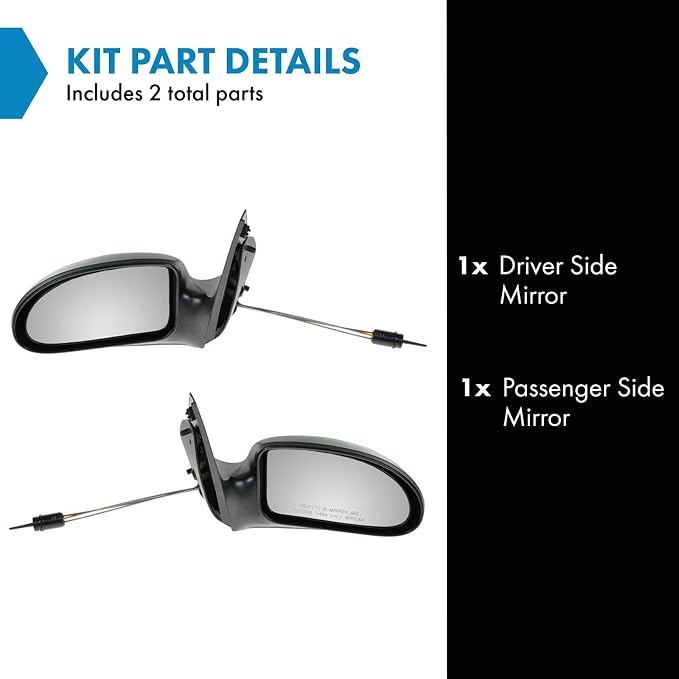 2 Piece Driver and Passenger Side Mirror Assembly Set Manual Adjustment Non-Heated No Memory Black Compatible with 2002-2007 Ford Focus FO1320239 FO1321239