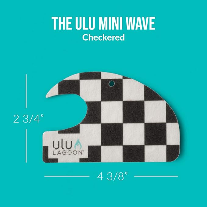 Hanging Car Air Freshener | Tropical Beach Coconut Surf Wax Scent Mini Wave | Long Lasting Car Freshener, Closet and Beyond | Made In USA | 3 Pack (Checker)