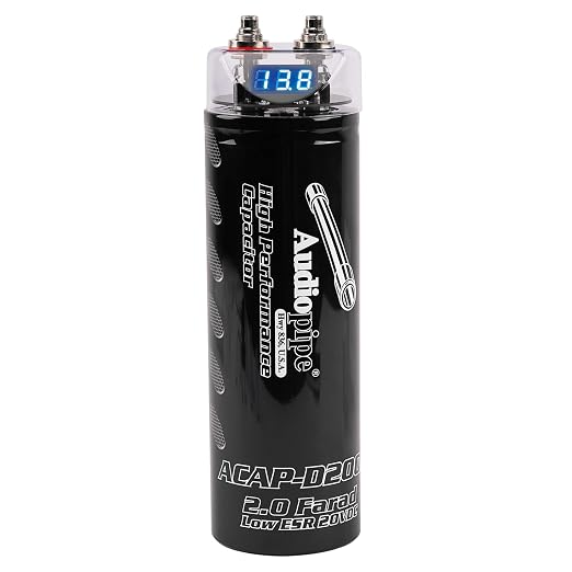 ACAP-D2000 Car Audio 24 Volt Surge Power Capacitor Kit for Car Stereo Amplifier with Digital Display and Electronic Protection, Black (2 Farad)
