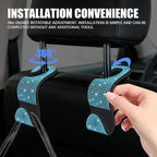 4PCS Bling Car Seat Headrest Hooks, Purse Holder for Car, Vehicle Back Seat Purse Handbag Hanging Holder with Crystal Rhinestone, Diamond Car Rear Seat Organizer for Vehicles (Lake Blue/Black)