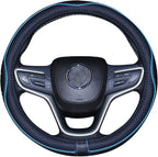 Large Size Steering Wheel Cover Anti-Slip,Safety,Soft,Breathable,Durable,Full Surround,Comfortable Grip Microfiber Leather (15.5-16 inch, Black Blue)