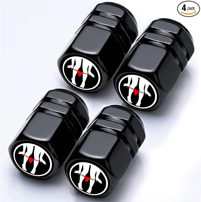 4Pack Funny Tire Valve Caps Universal Tire Air Cap Valves Stem Covers | Aluminum Alloy Rust-Proof Valve Stem Caps, for Auto SUV Truck Motorcycle Bicycle, Funny Gifts for Women Men Drivers