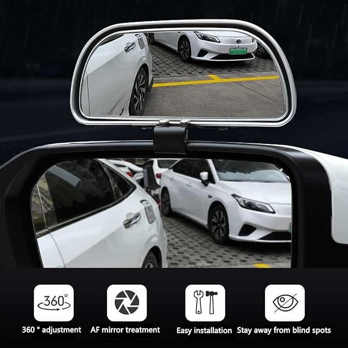 Large 5.7" Adjustable Mounted Blind Spot Mirror Fix with Screws to Prevent Falling, HD Glass Wide Angle Side Rearview Mirror Universal Vehicle Mounted Mirror (1)