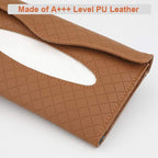 Car Tissue Holder - Sun Visor Napkin Holder, PU Leather Backseat Tissue Case for Truck (Brown)
