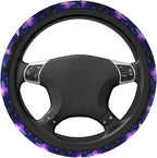 Butterfly Purple Steering Wheel Cover - Purple Butterfly Steering Wheel Cover Anti-Slip Breathable 15 Inch Universal 2 Pcs Car Interior Cup Holder Pad for Men Women
