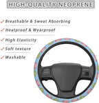 Cartoon Cute Frog with Crown Steering Wheel Covers Anti-Slip Elasticity Car Accessories Steering Wheel Protector Universal 15 Inch for Cars SUV Vehicle Truck