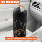 Car Trash Can with Flip Lid, Mini Portable Silicone Auto Cup Holder Garbage Bin, Leakproof Vehicle Trash Storage, Universal Car Accessories for SUV Truck Van Home Office(Black)