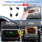 Single Din Touchscreen Car Stereo with Carplay & Android Auto, 7inch Flip Out Screen Car Stereo with Bluetooth Car Audio Receivers, Backup Camera, FM Radio/Mirror Link/USB/AUX/TF/Subwoofer