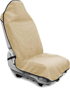 Waterproof Towel Car Seat Cover, Sweatproof Non Slip Towel Carseat Cover, Machine Washable Vehicle Bucket Frontseat Protector Accessories, Universal for SUV, Sedan, Truck (Beige)