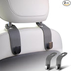 Car Headrest Hook, 2 Pack Leather Car Seat Hooks for Purses and Bags, Car Organization Accessories (Grey)