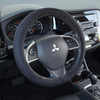 Ergonomic Leather Grip Steering Wheel Cover - Soft Plush Memory Foam Grip for Standard Size Wheels 14.5-15 inch Black