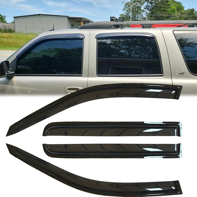 4pcs Original Shatterproof Rainproof Side Window Wind Deflectors for Silverado/Sierra 00-06,Outside Mount Rain Guard Set,Window Visors for Car,Vent Deflector for 00-06 Escalade ESV/Ext 1500/2500 94355