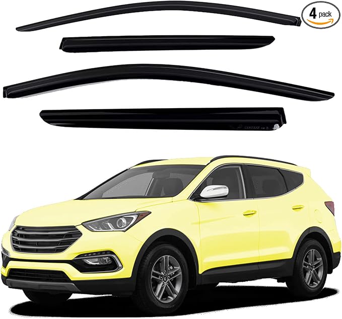 Tape-On Rain Guard 4-Piece for 2013-2018 Hyundai Santa Fe Windows Visor Shield Shade Smoke 94534