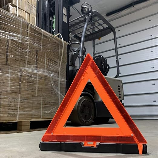 Roadside Emergency Reflective Warning Triangles with Carrying Case, DOT Approved, Weighted Base, 3 Pack, F3TK