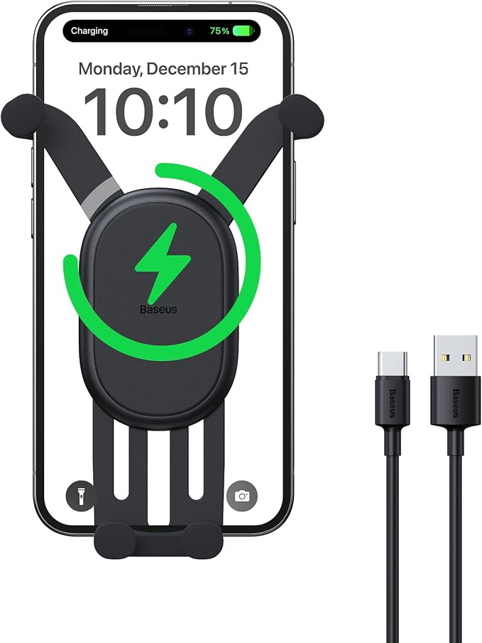 Wireless Car Charger, 15W Fast Charging Phone Mount for Car Vent, Car Phone Holder with Enlarged Charging Coil for iPhone 15 14 13 12 11 10 8 Pro Max Xs, Samsung Galaxy S&Note Series Google LG