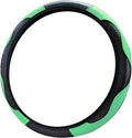 Car Steering Wheel Cover 15 inch, Microfiber PU Leather Elastic Steering Wheel Protector, Anti-Slip Breathable Car Interior Accessories for Most Cars (Green)