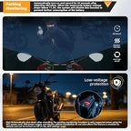 VSYSTO Motorcycle Dash Camera, Dual 2K Starlight Night Vision Cameras with 5G WiFi, Parking Monitoring, GPS, TPMS, Waterproof, Temperature Display, Low Voltage Protection (Q3PRO)