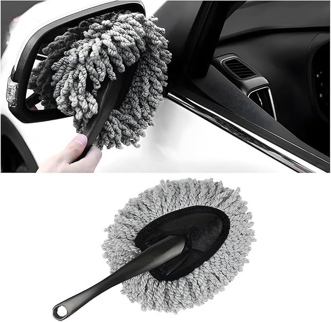 Car Dash Duster Brush, Super Soft Microfiber Multi-Functional Car Cleaning Brush, Scratch Free Dash Dusting Tool with a Anti-Skid Handle for Vehicle Home Kitchen Cleaning (Gray)