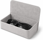 Car Sunglasses Holder, Large Capacity Universal Fit Adhesive Mount Eyewear Case with Magnetic Closure Glasses Protective Storage Box for Man Women Grey