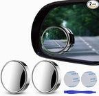 2 pcs Blind Spot Mirrors, 2" Round HD Glass Convex 360° Wide Angle Side Rear View Mirror with ABS Housing for Cars SUV and Trucks, Silver, Pack of 2