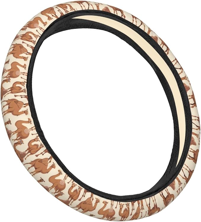 Cartoon Camels Steering Wheel Covers Anti-Slip Elasticity Car Accessories Steering Wheel Protector Universal 15 Inch for Cars SUV Vehicle Truck