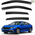 4pcs Front+Rear Smoke Tint Sun/Rain Guard Compatible with 2016-2021 Honda Civic 4-Door Sedan Outside Mount Tape-On Vent Window Visors