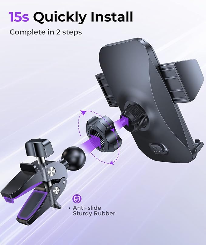 Car Phone Holder, [Thick Cases Friendly] Car Phone Holder Mount, Hands-Free Phone Mount for Car Fit for iPhone for Samsung and Smartphone