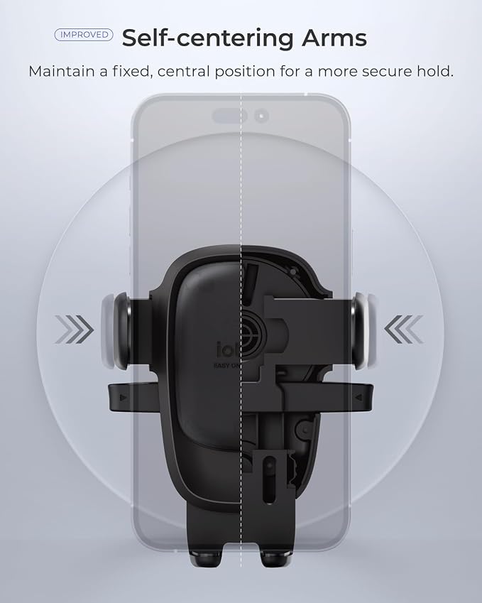Easy One Touch Advanced Phone Mount for Tesla Model 3 and Model Y Screens - Universal Cell Phone Holder for iPhone, Google, Samsung, Moto, LG, and All Other Smartphones Black