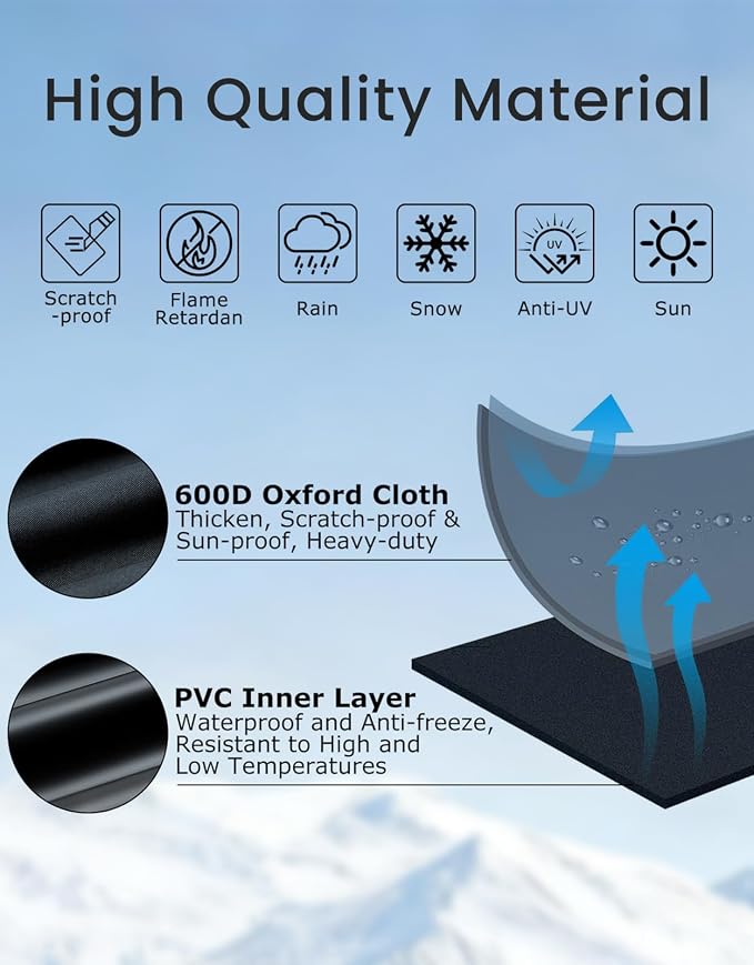 Windshield Cover for Ice & Snow, Heavy-Duty 600D Oxford Fabric, Universal Fit for Cars, SUVs, Trucks, Vans, RVs, Waterproof Frost Wind Resistant Winter Windshield Protector (69" 42")