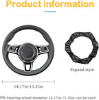 Car Steering Wheel Cover, 15 inch Carbon Fiber Microfiber PU Leather Elastic Steering Wheel Protector for Men Women, Anti-Slip Breathable Car Interior Accessories for Most Cars (Black Green)