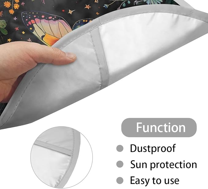 Butterfly Car Steering Wheel Cover Sun Shade,Anti-Heat Steering Wheel Protector,Universal 17 inch Auto Steering Wheel Sun Block Cover,Cute Steering Wheel Accessories for Women