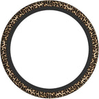 Cheetah Brown Leopard Pattern Black Hunting Steering Wheel Cover Car Accessories Cute for Women Girls Girly Universal 15 Inch Neoprene Auto Interior Decor Anti Slip Car Truck Protector