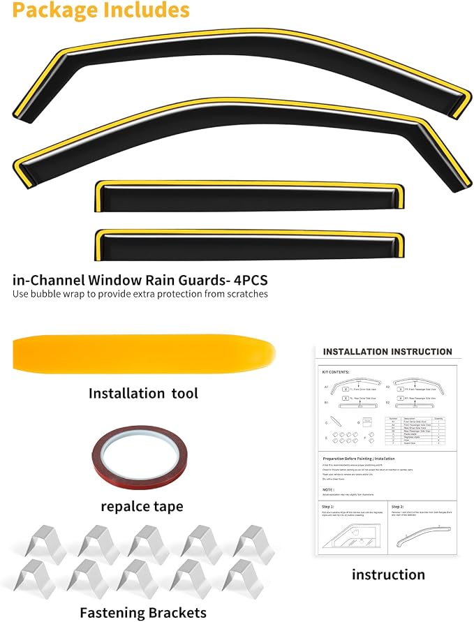 in-Channel Window Rain Guards Fit for Jeep Compass 2017 2018 2019 2020 2021 2022 2023 2024 2025 Extra Durable Window Deflectors Window Visors Vent Shades Vent Visors Car Accessories