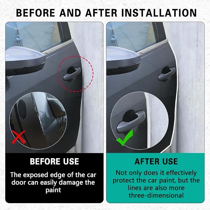 33ft (10m) Car Door Edge Guards, Car Door Protector, No-Glue Required Rubber Seal U Shape Automotive Door Entry Guard, Auto Door Edge Molding Protection for Most Vehicles (White, 33Ft)