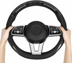 Wood Grain Steering Wheel Cover Microfiber Leather Universal 14 1/2-15 inch, Car Steering Wheel Cover Men Women, Comfortable, Anti-Slip, Odorless, Black