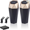 Car Trash Can, 2 Pack Car Trash Bin with Lid, Car Accessories for Women Interior, Car Garbage Can with Additional 2 ABS Hooks and 60pcs Trash Bags, Suitable for Home, Office, Car Organizer, Gold