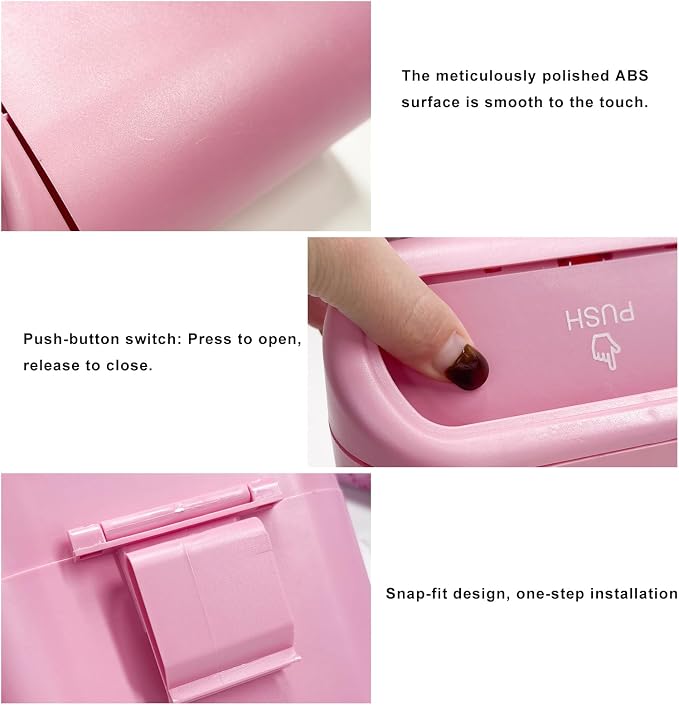 Car Trash Can with Lid, Leakproof Mini Auto Garbage Bin with Trash Bags, Multipurpose Dustbin Container Storage Organizer for Vehicle Home Office, Car Accessories (Pink)