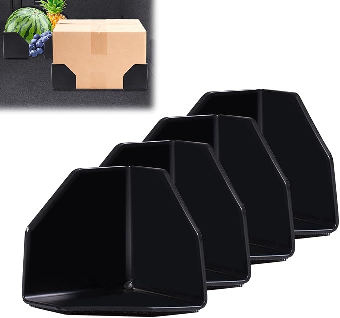 4PCS Car Trunk Organizer Blocks with Hook and Loop Fastener, Automotive Tidy Storage Organisation Accessories for Truck, SUV, Sedan, Available to Wool Carpet (Black)