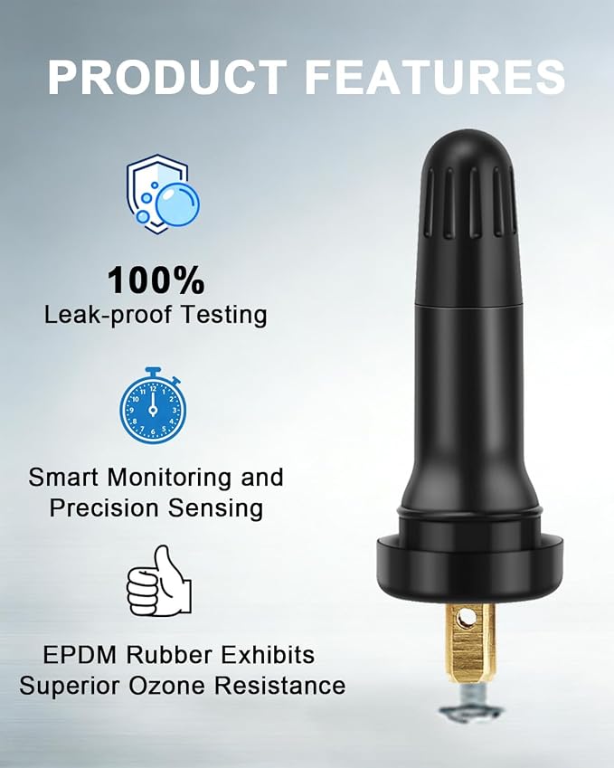 5 Pcs TPMS 20008 Rubber Valve Stems - Snap-in Replacement Valve Stems for TPMS Sensors, Fits 0.453" Rim Hole for Cars, Trucks, SUVs